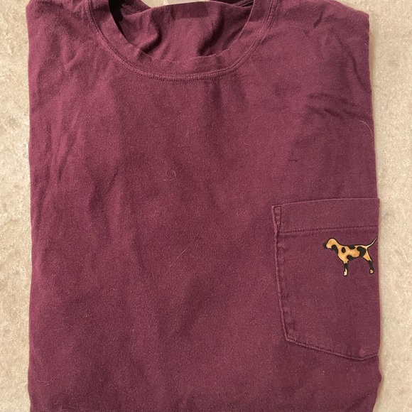 PINK Victoria's Secret Tops - Victoria Secert PINK leopard dog long pocketed shirt.